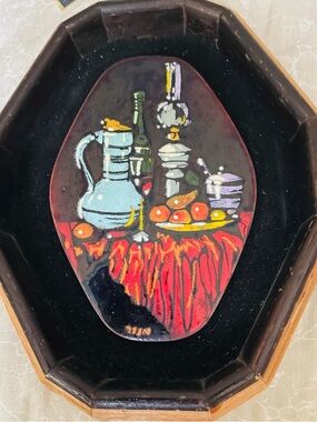 Manor-signed in Hebrew-Antique/vintage 1930-1970’s-enamel on cooper-wood frame